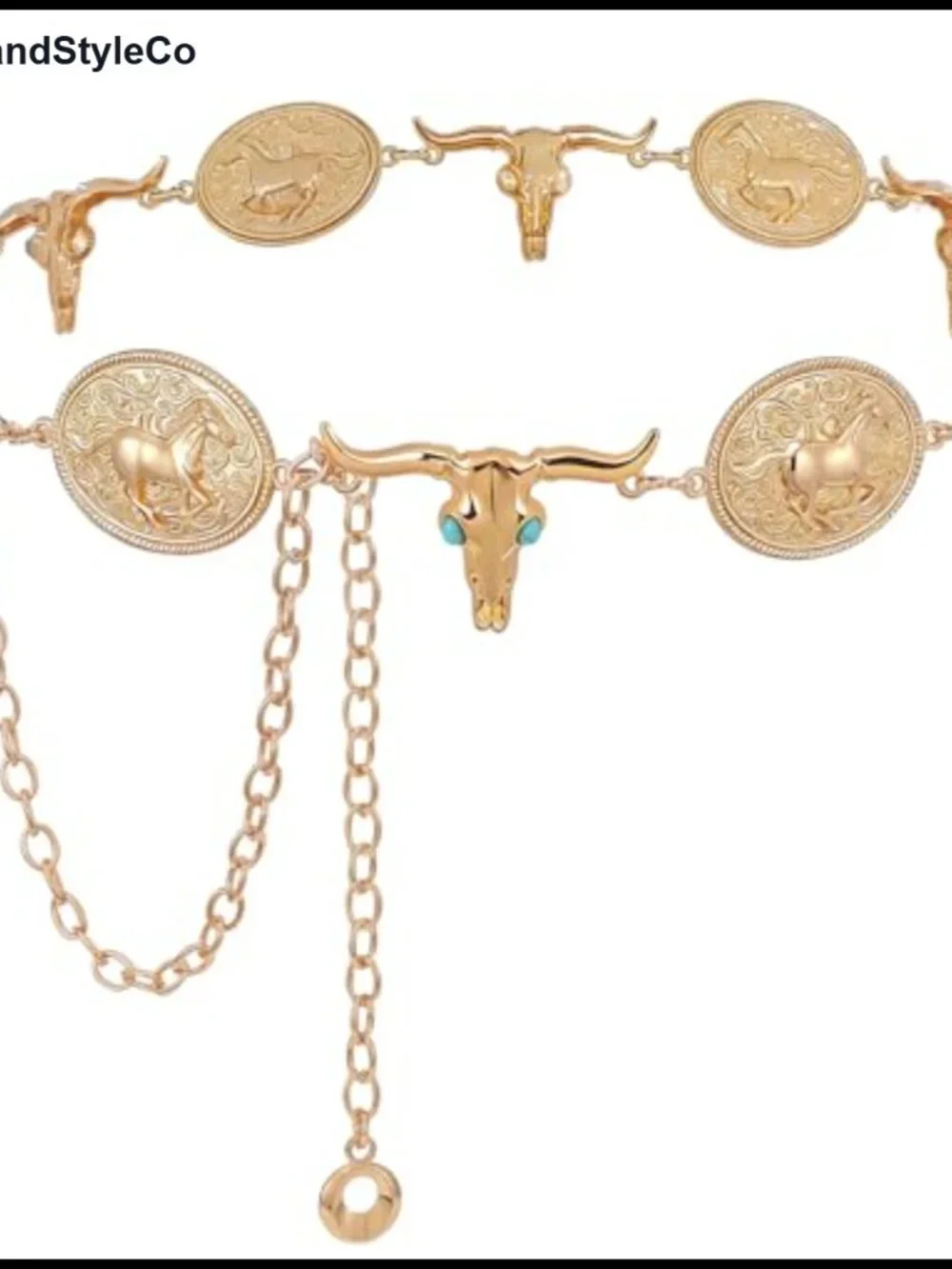 Western Concho Belt for Women Metal Chain Belt Cowgirl Rodeo Turquoise Dress